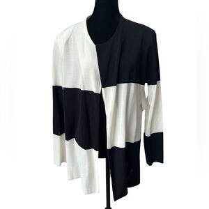 EXCLUSIVELY MISOOK Black & Cream Open Front Cardigan XL NWT Knit Sweater